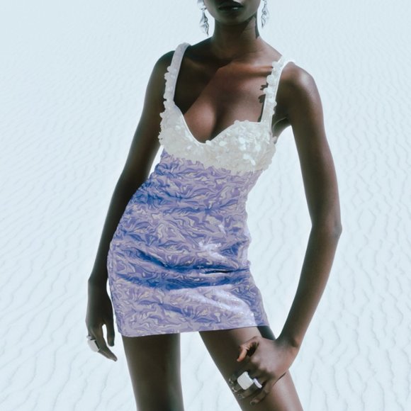 H&M Innovation Embellished Jacquard Weave Sleeveless Mini Dress XS - Picture 13 of 16